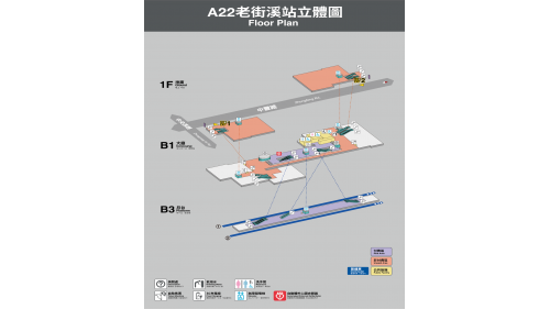 &nbsp;桃園機場捷運沿線車站-老街溪站(A22)立體圖