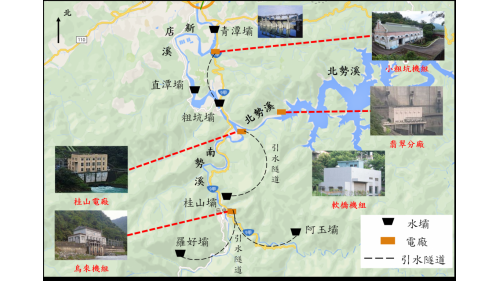 翡翠電廠:新店溪發電廠水路系統圖