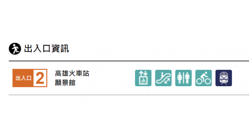 &nbsp;高雄車站為地下四層車站，設有4處出入口，地下一樓為台鐵大廳層，地下二樓為台鐵月台層，地下三樓為捷運大廳層，設有公共藝術『港都懷舊．捷運新遊』，地下四樓為捷運月台層，設有一座島式月台及全高式月台門。
