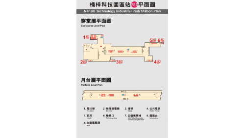 &nbsp;楠梓加工區站為地上三層車站，設有6處出入口，設有公共藝術『工業的力量』，二樓為大廳層，三樓為月台層，設有一座島式月台。