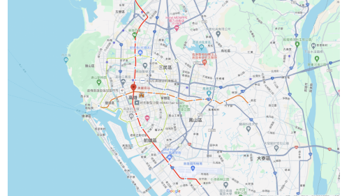 &nbsp;美麗島站位於新興區中山一路，於2008年9月啟用，紅線編號為R10，橘線編號為O5，可於此轉乘至橘線。原通車前站名為「大港埔站」，而後因1979年12月10日於此爆發美麗島事件，而後將此站更名為「美麗島站」，以此紀念此事。站體由日本建築師高松伸設計，將四個玻璃帷幕出入口，以合掌的姿態，環繞著圓環開展，蘊含「祈禱」的意念，象徵著四面八方湧入廣場祈求民生和平的人群，沿著街道向廣場集聚，心手相連地融為一體。於車站附近有南華觀光商圈及六合夜市。