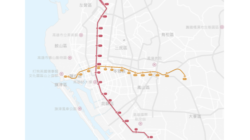 &nbsp;高雄捷運橘線路線代號為G，代表色為橘色，是高雄東西向路線捷運，是高雄捷運首期路線之一，另一條為東西向的高雄捷運橘線，兩線於市中心中山、中正路交叉處地下的美麗島站交會，乘客可在此於兩線間轉乘。