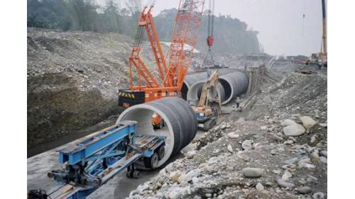 濁水溪集集攔河堰南岸聯絡渠道鋼襯混凝土管施工舊照