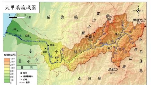 大甲溪是台灣中部重要的河川，屬於中央管河川，主流上游為南湖溪，其源流中央尖溪發源於南湖大山東峰（標高3,632公尺），流域主要分布於台中市，並包括南投縣、宜蘭縣之一小部分。流經梨山、佳陽、德基、谷關、白冷、馬鞍等聚落，流入東勢區、新社區、石岡區、豐原區、后里區、神岡區、外埔區、清水區、大甲區及大安區，最後注入台灣海峽。