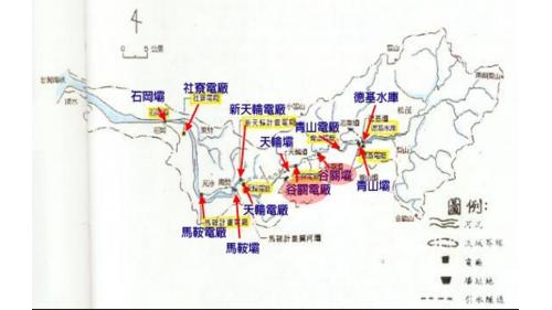 大甲溪谷關壩及復建電廠示意圖