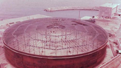 協和電廠早期5萬公秉之重油槽舊照
。
