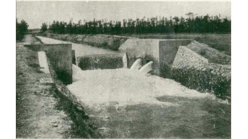 官設埤圳部分，1924年支分線部分完工，同年5月26日通水開始灌溉台上之耕地。