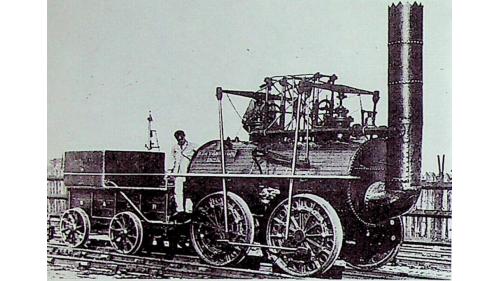 於1825年喬治·史蒂文生製造世界第一輛火車
，最初稱作Active，後來改名為機車一號，在斯托克頓和達靈頓鐵路上運行。時速24公里（15英里）。