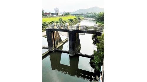 位於基隆河八德橋上游300公尺處，於1980年完成，堰長63公尺，左岸為固定堰，堰頂標高12.5公尺，靠左岸為排砂道，設升降式鋼鈑排砂閘門二座，各寬7.2公尺，閘門底檻標高11公尺。設計最大引水量每日280,000噸。