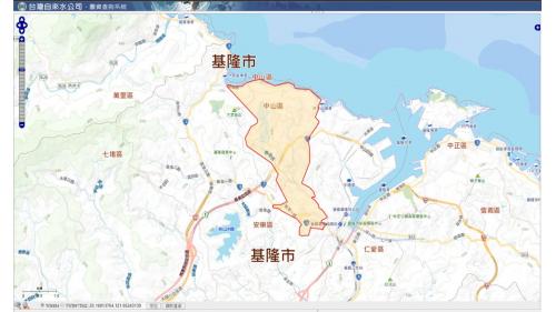 供水範圍為基隆市區、安一路、仁愛之家、復興路大慶大城、及港區船舶用水，人口約 5 萬人，普及率達 99%。