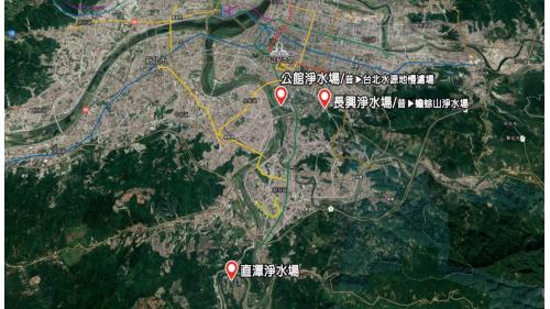 &nbsp;
大台北主要淨水場為長興淨水場、公館淨水場及直潭淨水場等，其主要水源均來自新店溪之支流南勢溪及北勢溪。