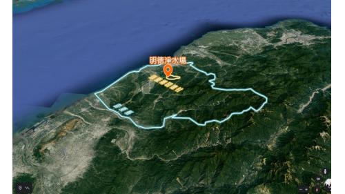 明德淨水場位於苗栗縣頭屋鄉明德村，於1975年動工興建，出水量每日45,000噸，1976年完工供水
